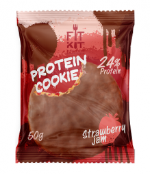 Печенье протеиновое шоколадное FIT KIT Protein choсolate Cake (Клубничный джем) (50 г)